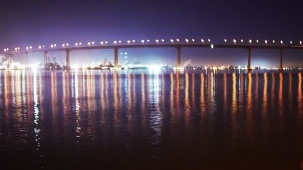 Coronado Bridge at Night. — Stock Video