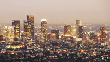 Downtown los angeles skyline alacakaranlık