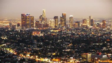 Downtown los angeles skyline alacakaranlık