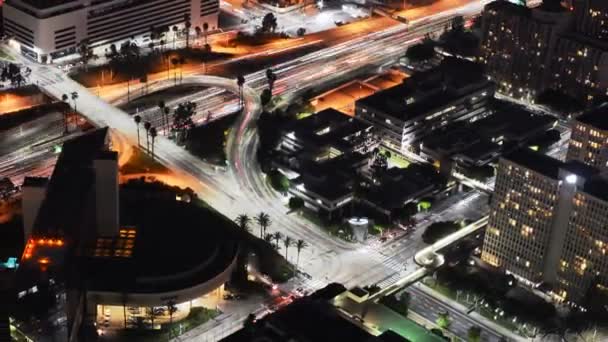 Downtown LA Night Cityscape Freeway — Stock Video