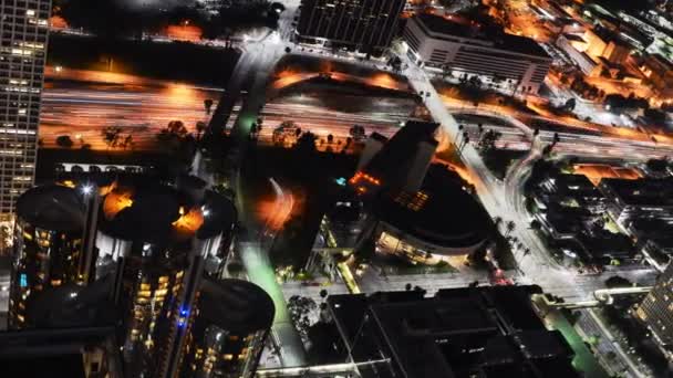 Downtown LA Night Cityscape Freeway — Stock Video