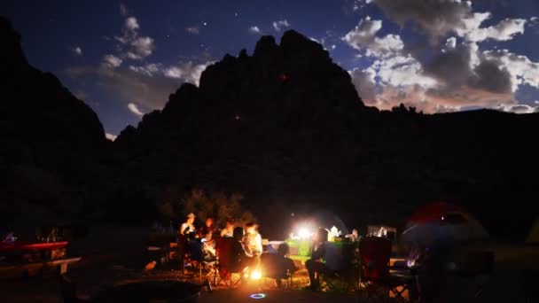 Desert Camping Time Lapse Bonfire — Stock Video