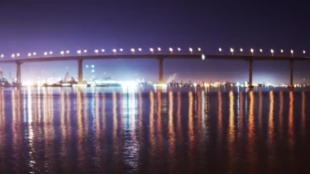 Coronado bridge på natten. — Stockvideo