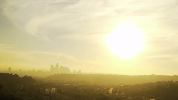 Los angeles skyline günbatımı — Stok video