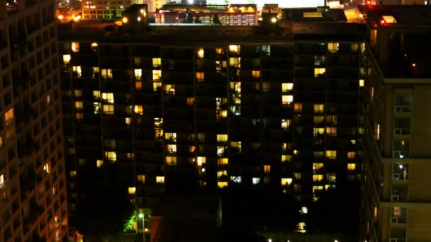 Apartamento Urbano Edificio Noche — Vídeos de Stock