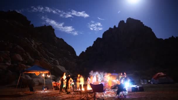 Desierto Camping Time Lapse Raving — Vídeo de stock