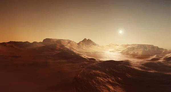 Эпический Пейзажный Вид Марийский Пейзаж Исследование Марса — стоковое фото