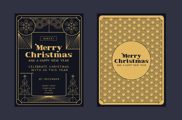 Fondo Diseño Adornos Navideños Con Detalles Oro Estilo Art Deco — Archivo Imágenes Vectoriales