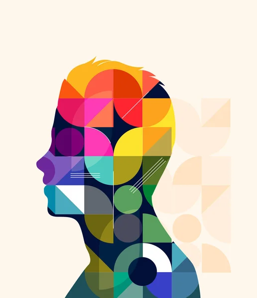 Silhouette Man Made Geometric Pattern Colourful Shapes Vector Illustration — ストックベクタ