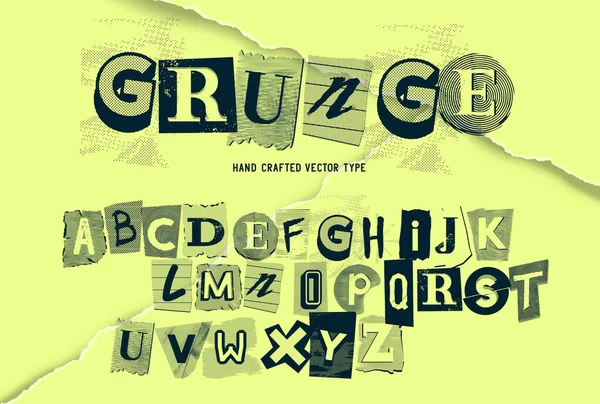 Set Grunge Alphabet Old Worn Letters Vector Type Illustration — Stock Vector