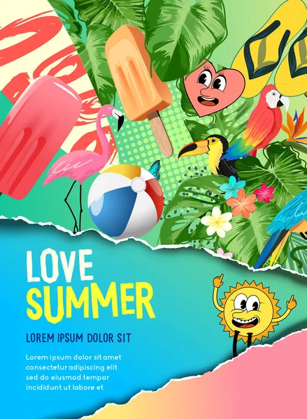 Modern Colourful Summer Holidays Collage Mash Background Layout Vector Illustration — Stock vektor