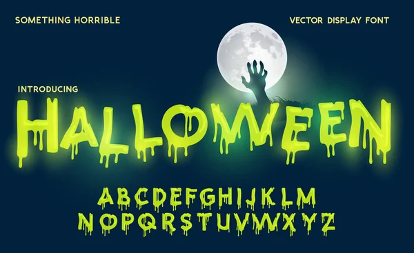 Spooky Glowing Green Halloween Themed Decorated Alphabet Letters — Stock Vector