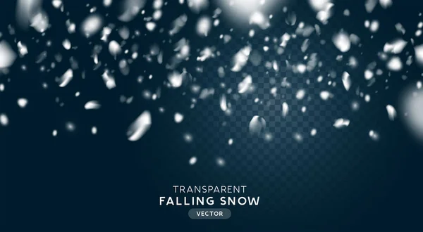 Πτώση Νιφάδες Χιονιού Χειμώνα Ρεαλιστική Διαφανή Επίδραση Χιονόπτωση Εικονογράφηση Διανύσματος — Διανυσματικό Αρχείο