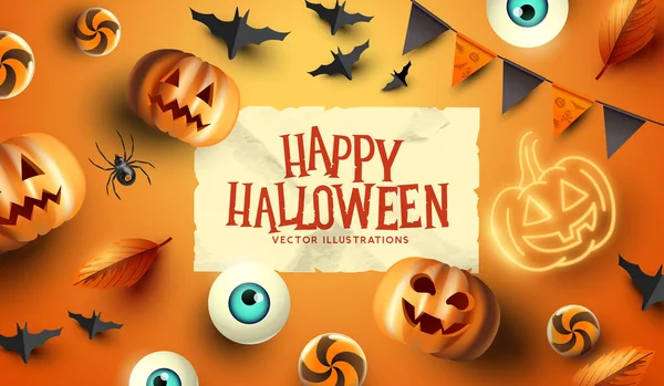 Happy Halloween Party Event Hintergrundlayoutmit Platz Für Text Vektorillustration — Stockvektor