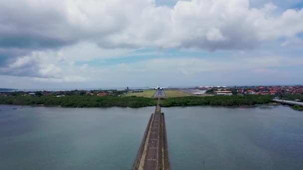 Büyük Yolcu Uçağı Etkileyici Bir Iniş Yaptı Hava Aracı Görüntülerini — Stok video