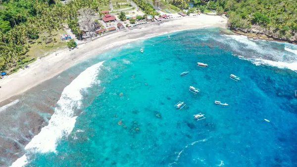 Stock image Top view of beautiful beach. Aerial drone shot of turquoise sea water at the beach. Seaside beach with turquoise water