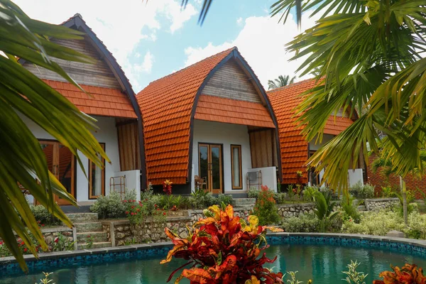 Porträt Eines Swimmingpools Tropischen Resort Nusa Penida Bali — Stockfoto