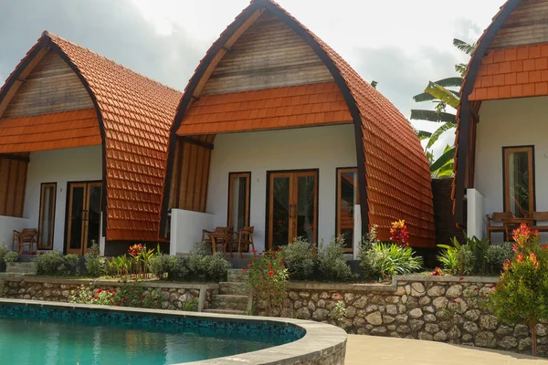 Porträt Eines Swimmingpools Tropischen Resort Nusa Penida Bali — Stockfoto