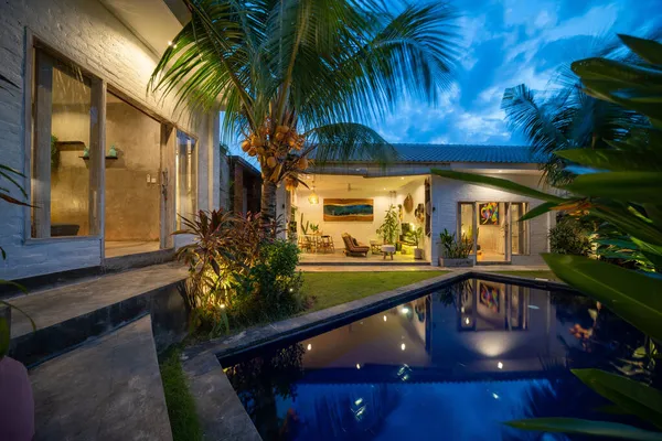 Canggu Bali Indonesia Agosto 2018 Moderna Casa Con Piscina Por —  Fotos de Stock