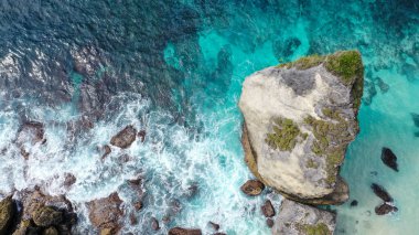 Nusa Penida, Bali De Nusa Batumategan Bin Adaları Top Down Drone Shot - Endonezya