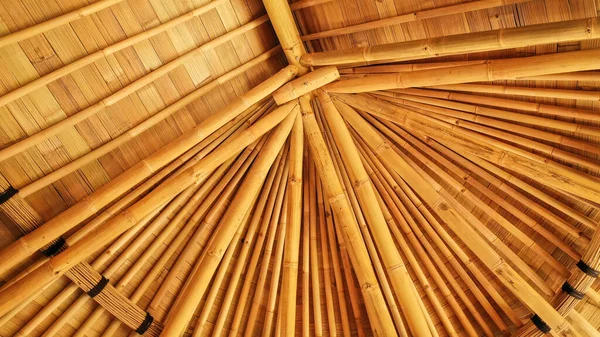 Bamboo constructed building details. Eco friendly natural bamboo hub structure in tropical island — Stock Photo, Image