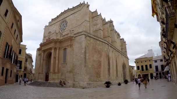 Menorca Spanien Augusti 2021 Gamla Katedralen Santa Maria Ciutadella Menorca — Stockvideo