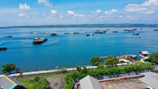 Antenne Von Strand Pier Booten Resort Und Geschäften Auf Der — Stockfoto