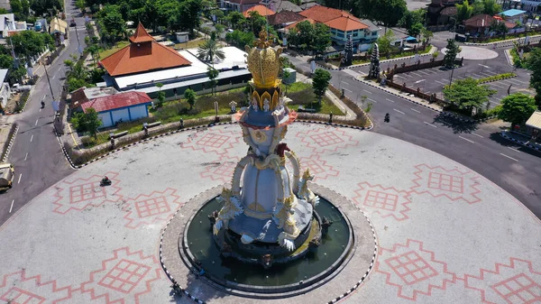 Pemandangan Pesawat Tanpa Awak Dari Bundaran Kota Mobil Dan Truk — Stok Foto