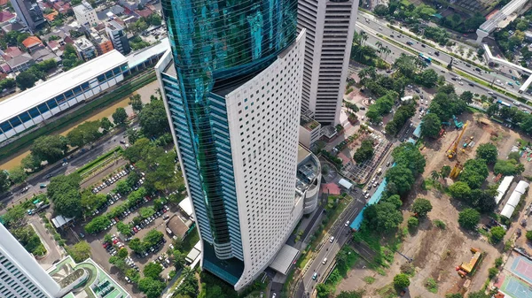 Vista Arriba Hacia Abajo Del Distrito Residencial Yakarta Indonesia Ciudad —  Fotos de Stock