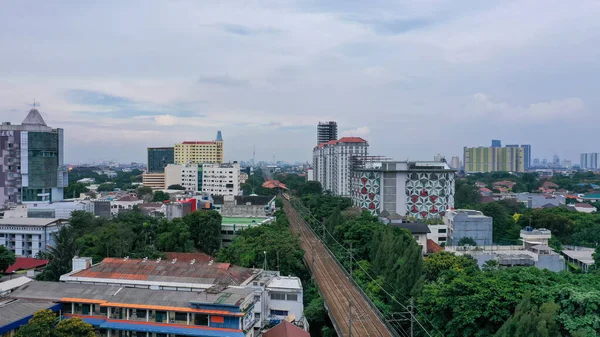 Aerial Drone View Light Rapid Transit Lrt Jakarta — Stock Photo, Image