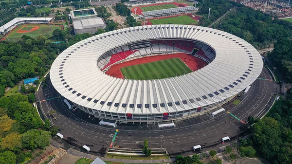 Luftaufnahme Der Wunderschönen Landschaft Des Senayan Stadions Mit Hintergrund Zum — Stockfoto