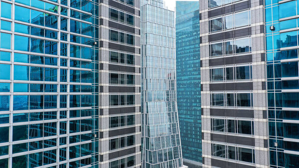 Modern office building close up in Hong Kong.