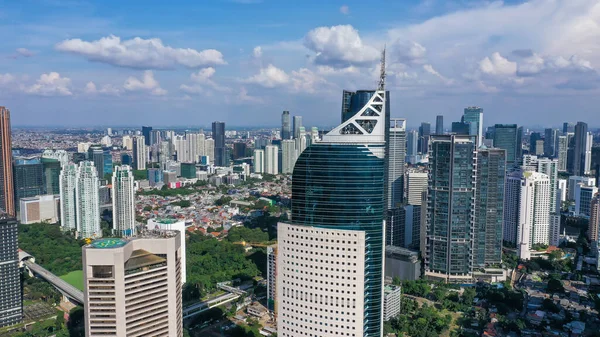 Aerial View Sudirman Avenue Heart Jakarta Business District Jakarta Indonesia — Stock Photo, Image