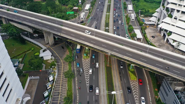 Autopista Multi Nivel Carretera Intercambio Con Coches Movimiento Los Coches — Foto de Stock