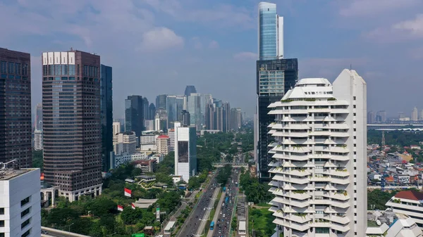 Панорамный Город Джакарта Воздушный Пейзаж Современного Города — стоковое фото