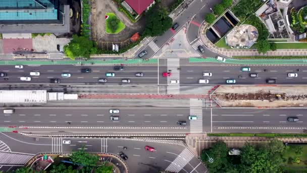 Traffic Jam Sudirman Avenue Heart Jakarta Business District Indonesia Capital — Stockvideo