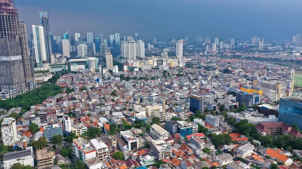 A bird eye view of high-density neighborhood in Jakarta city.