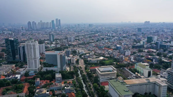 A bird eye view of high-density neighborhood in Jakarta city.