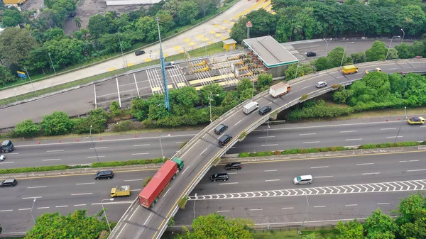 Sistema Carreteras Intercambios Caminos Autopistas Multinivel Movimiento Los Vehículos Las — Foto de Stock