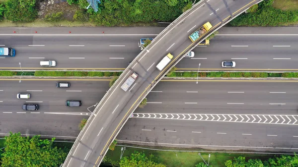 Aerial Top View Massive Multi Level Interchange Jakarta City Sunny — Foto de Stock