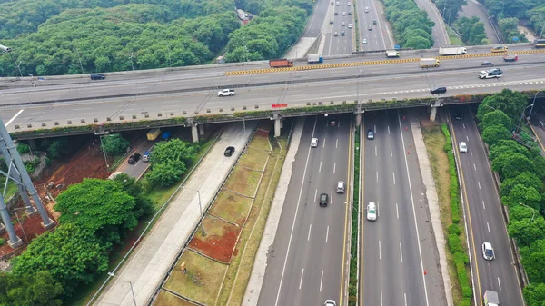 Sistema Carreteras Intercambios Caminos Autopistas Multinivel Movimiento Los Vehículos Las —  Fotos de Stock