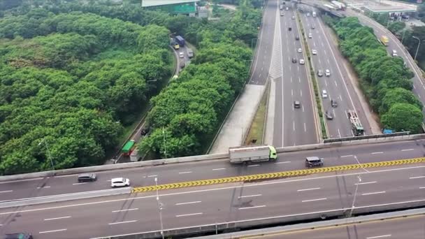 Aerial View Vehicles Passing Underpass Road Tanah Abang Market Jakarta — Stockvideo