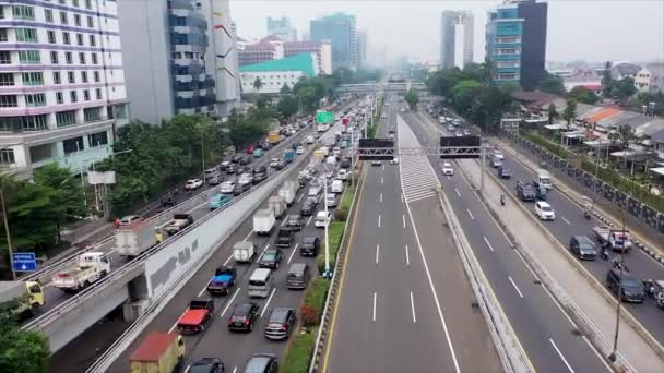 Java Jakarta Indonesia May 2022 Aerial View Vehicles Passing Underpass — 비디오