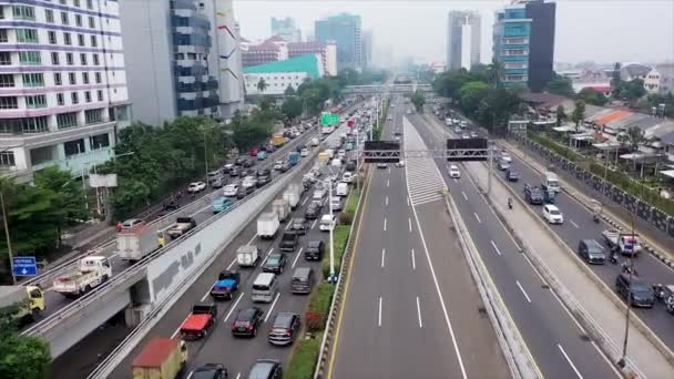 Java Jakarta Indonesia May 2022 Aerial View Vehicles Passing Underpass — Stockvideo