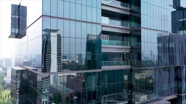 Close Bank Building Jakarta Futuristic Modern Design Skyscraper — Vídeo de Stock