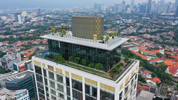 Верхня Тераса Даху Багатоповерхового Житлового Будинку Джакарті Відновлювальна Зона Даху — стокове фото