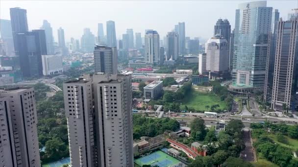 Jakarta Indonesia May 2022 Beautiful Aerial View Modern Office Buildings — ストック動画
