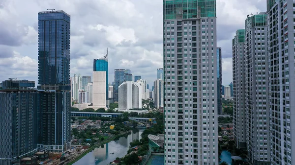 New Multi Storey Residential Building Apartment Houses Aerial View Mortgage — Foto de Stock