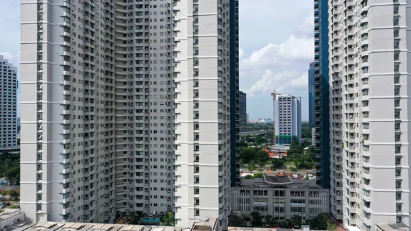 Νέο Πολυώροφο Κτίριο Κατοικιών Κατοικίες Εναέρια Άποψη Εικόνα Έννοιας Υποβάθρου — Φωτογραφία Αρχείου