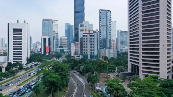 Luftaufnahme Von Bürogebäuden South Central Business District Von Jakarta Indonesiens — Stockfoto